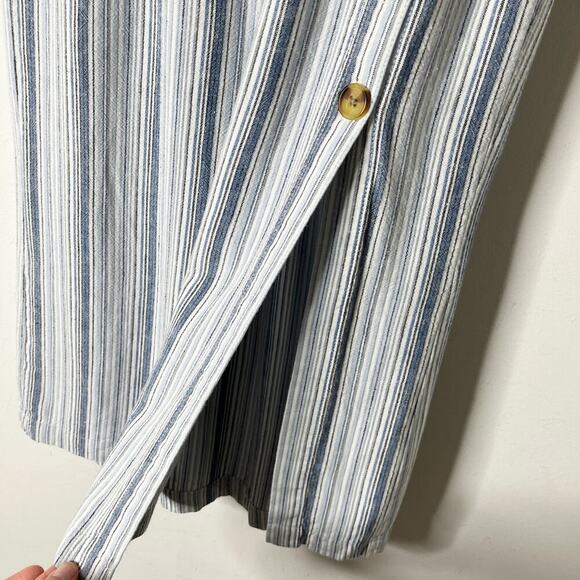 Aeropostale Women's Striped Button-Front Midi Skirt XS Blue & White Linen Blend - Picture 3 of 8